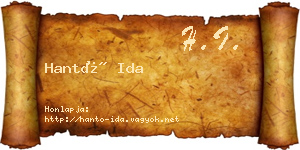 Hantó Ida névjegykártya